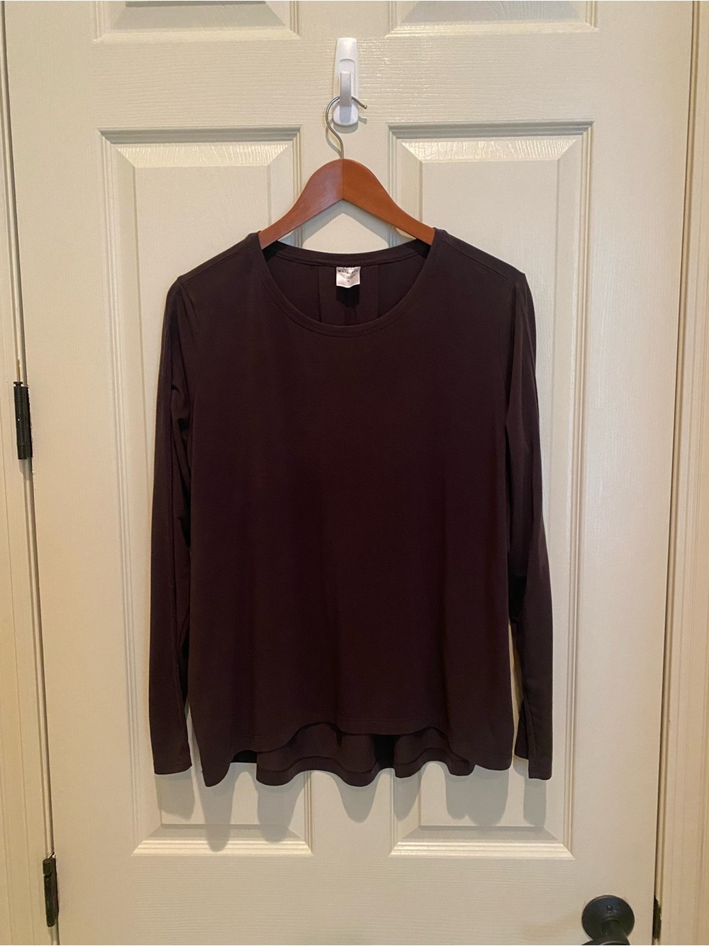 Athleta Long Sleeve Crewneck Top in Dark Brown